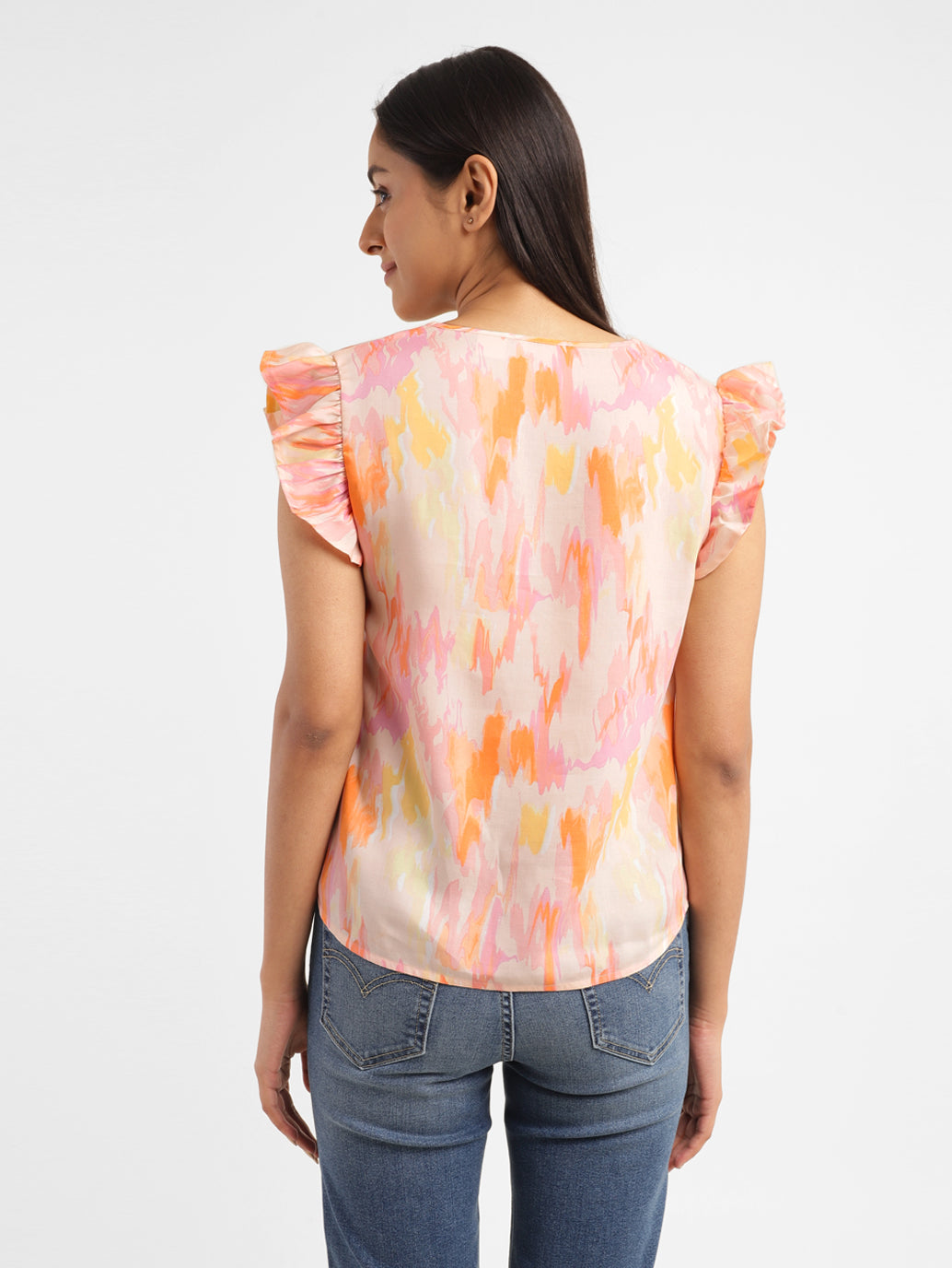 Women's Abstract V Neck Top - 232c108c-52ce-4e24-8c9e-62001461c6c7 View