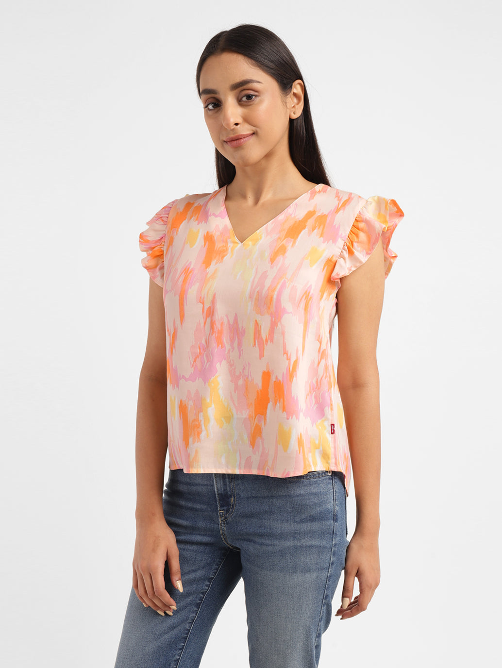 Women's Abstract V Neck Top - cbda9c17-0792-4111-816d-f424b19a14a9 View