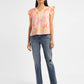 Women's Abstract V Neck Top - Front View