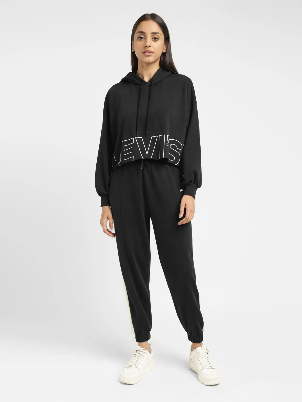 Women's Brand Logo Black And White Hooded Sweatshirt - 9d78ec63-2bed-4f0e-8bab-35a09f05c814 View