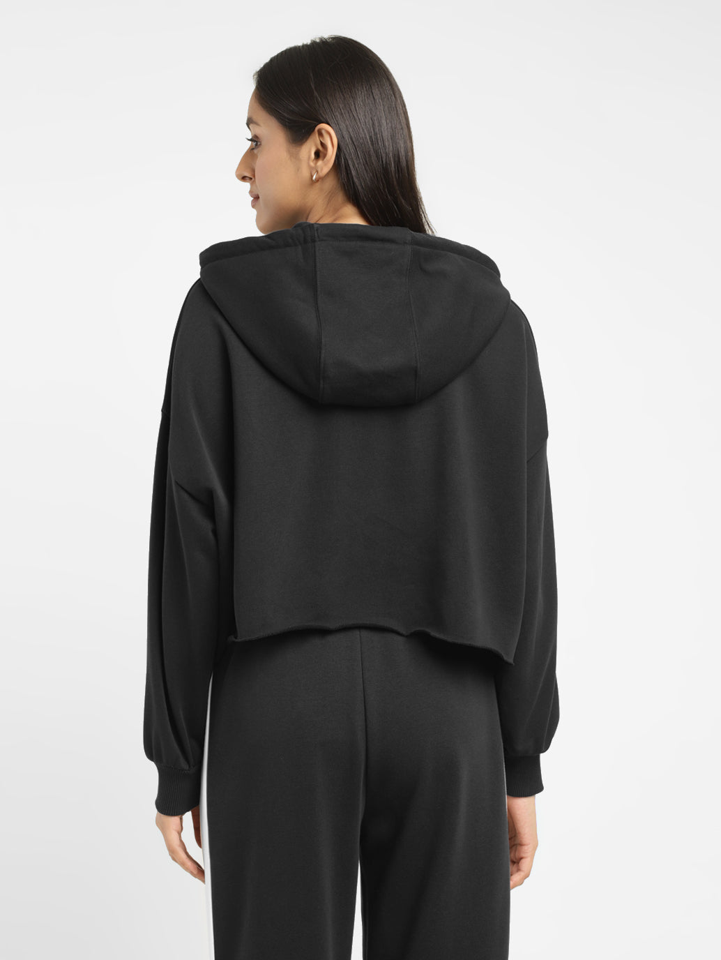 Women's Brand Logo Black And White Hooded Sweatshirt - d5bcf9fd-c96f-4873-991e-467c5d459145 View