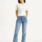 Women's Blue Wedgie Straight Fit Mid Rise Jeans - Front View