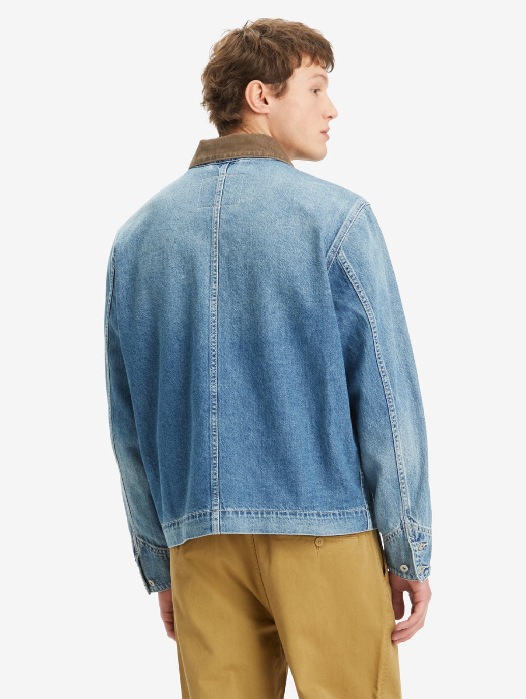 Men's Solid Blue Spread Collar Denim Jacket - 743750be-aaf7-470d-9001-463777257270 View