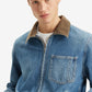 Men's Solid Blue Spread Collar Denim Jacket - 97b38817-f904-49ba-af66-bc08061a810d View