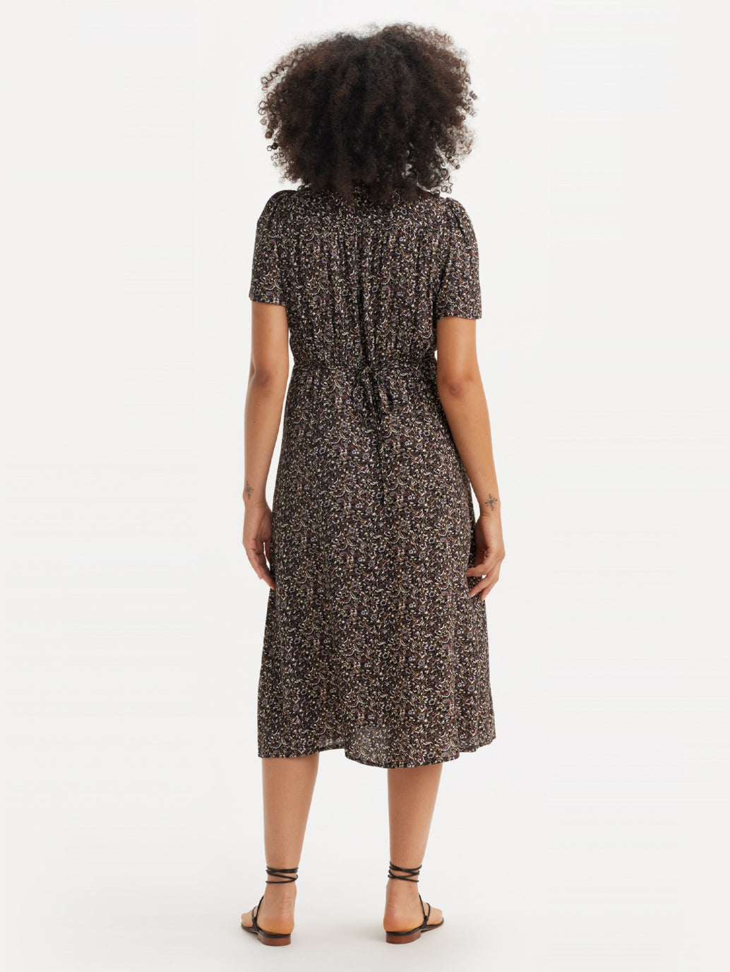 Women's Printed Multicolor Crew Neck Dress - Back View
