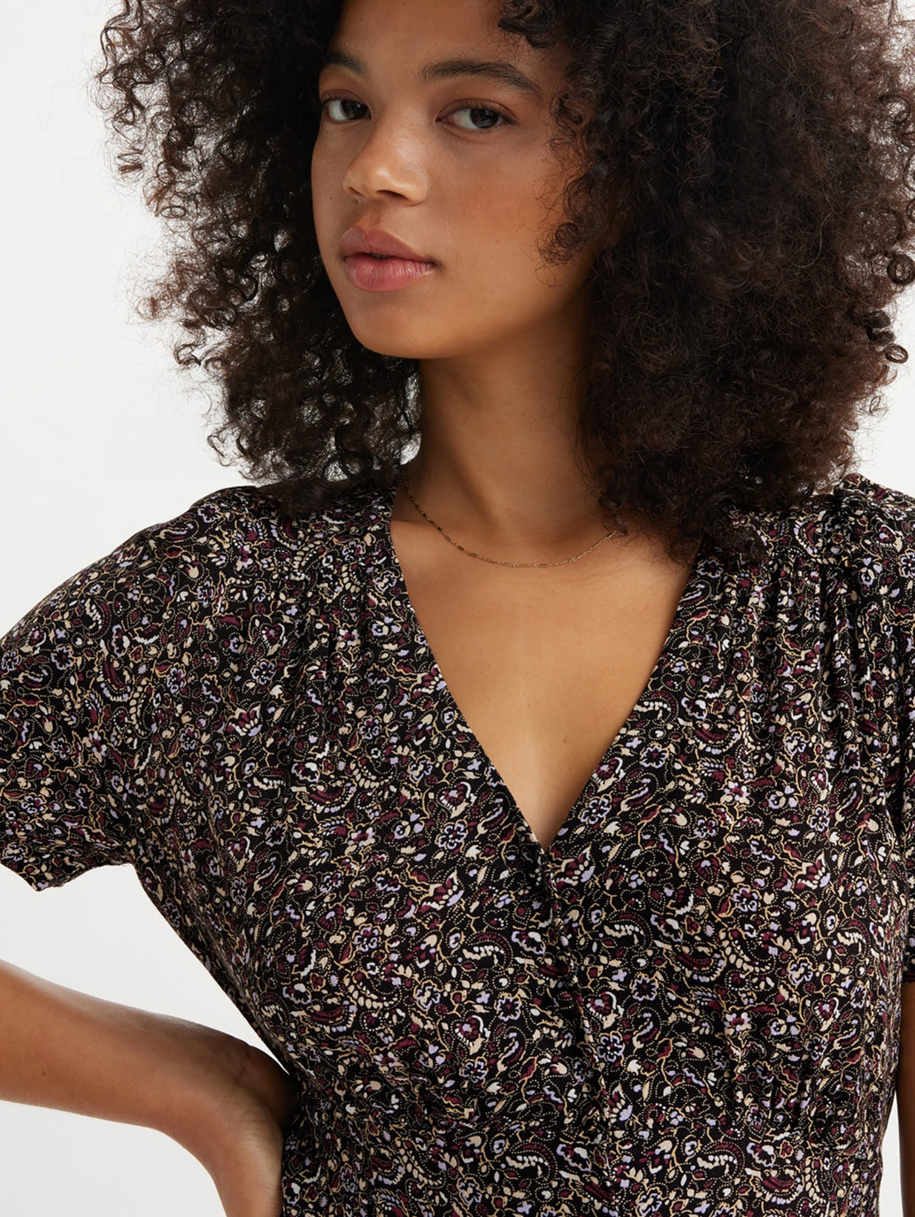 Women's Printed Multicolor Crew Neck Dress - Details View
