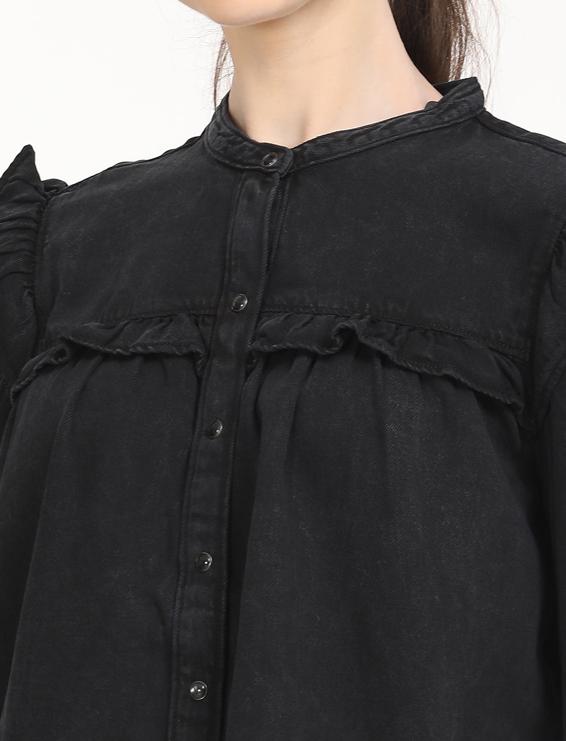 Women's Solid Oversized Shirt - Detail View