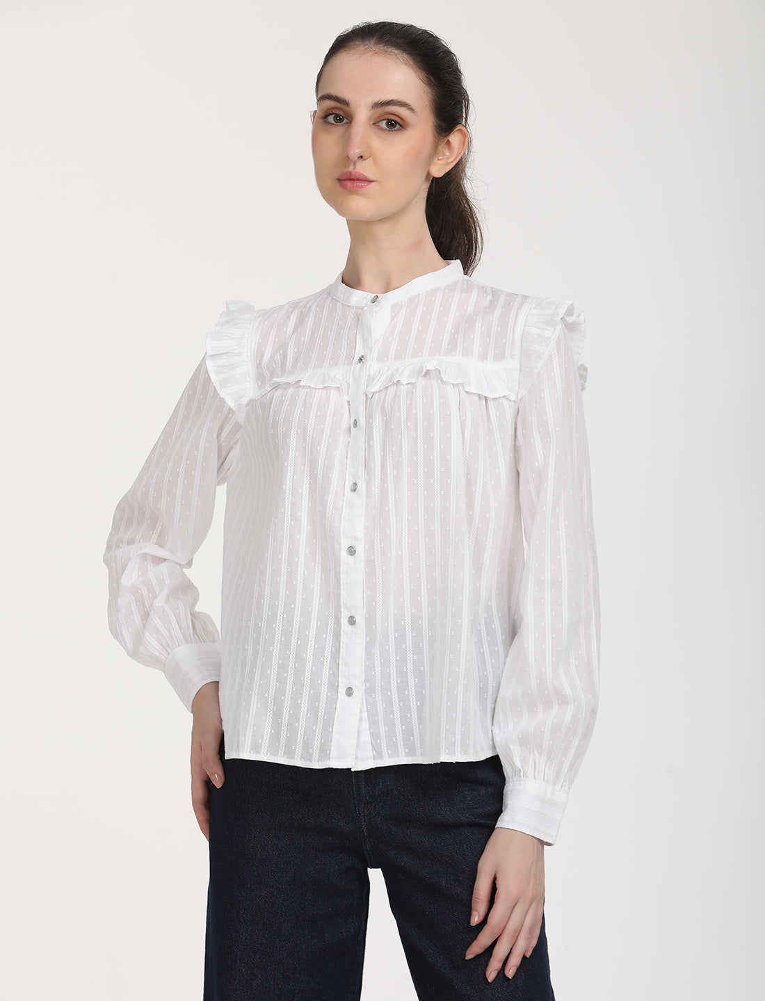 Women's Solid Oversized Shirt - Front View