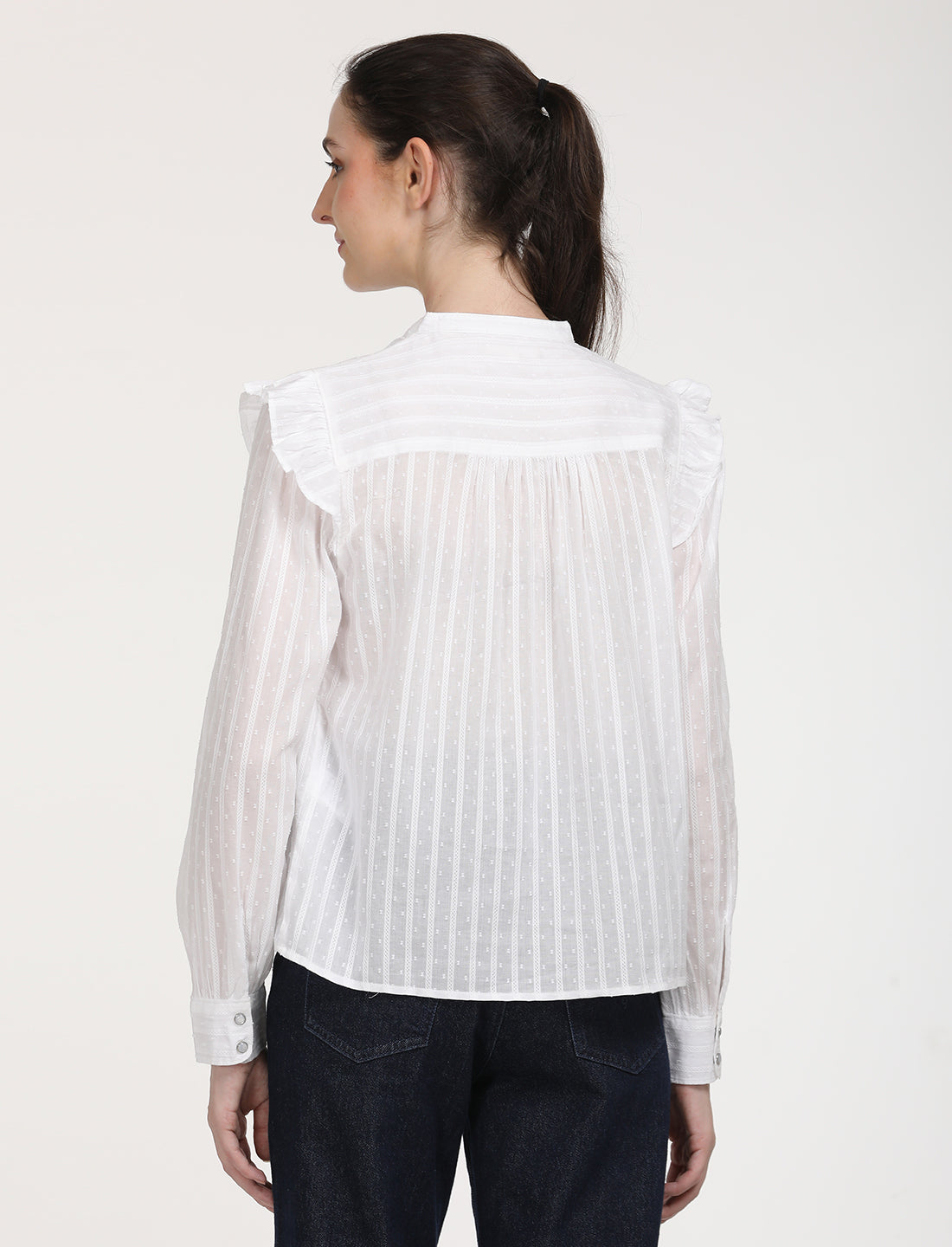 Women's Solid Oversized Shirt - Back View