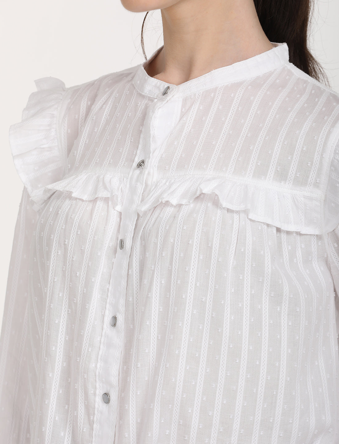 Women's Solid Oversized Shirt - Detail View