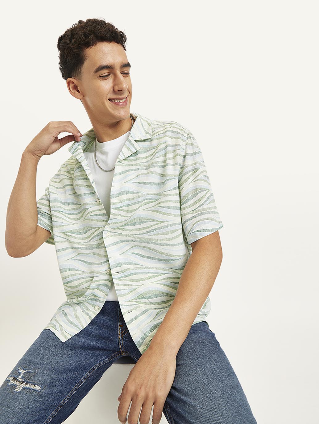 Men's Printed Regular Fit Camp Shirt