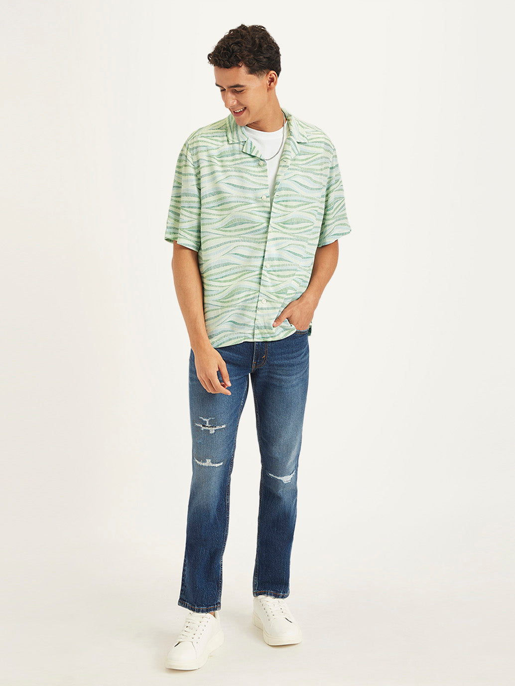 Men's Printed Regular Fit Camp Shirt - 3e1edf92-6807-4c78-ac36-d0d7c9167b06 View