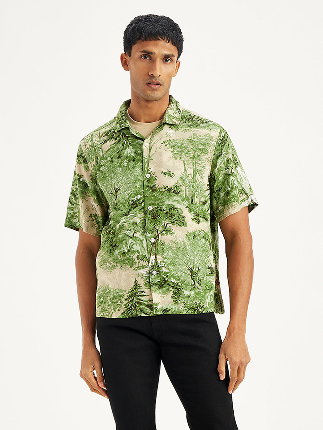 Men's Jacquard Regular Fit Camp Shirt - f4befd73-1fe6-4c39-b3c0-35912d815dbe View