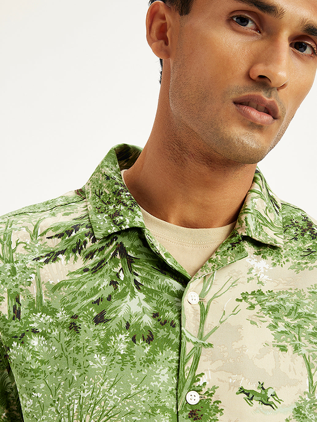 Men's Jacquard Regular Fit Camp Shirt - dc2338a0-1a64-4284-bfdb-7a28b75ffb44 View