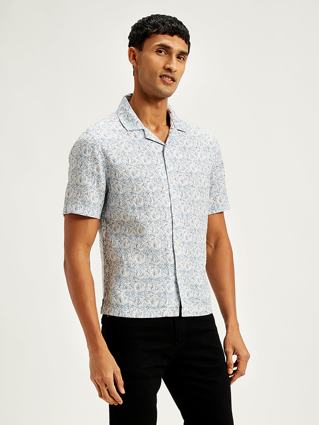 Men's Floral Print Relaxed Fit Camp Shirt