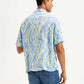 Men's Resort Collar Abstract Relaxed Fit Shirt - Back View