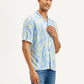 Men's Resort Collar Abstract Relaxed Fit Shirt - Side View