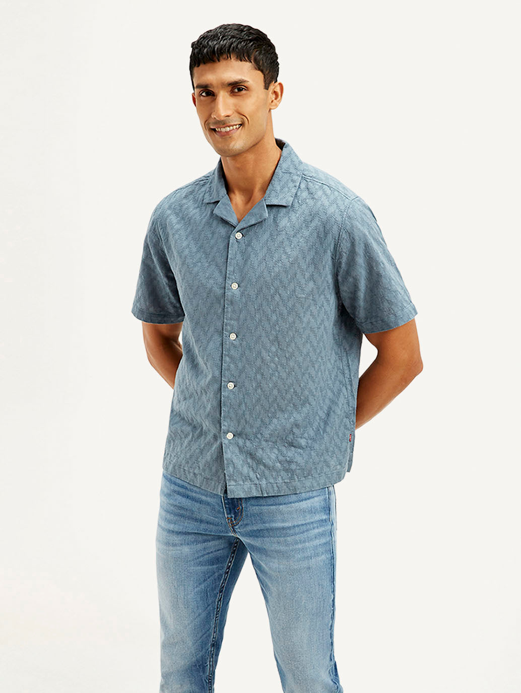 Men's Resort Collar Chevron Loose Fit Shirt