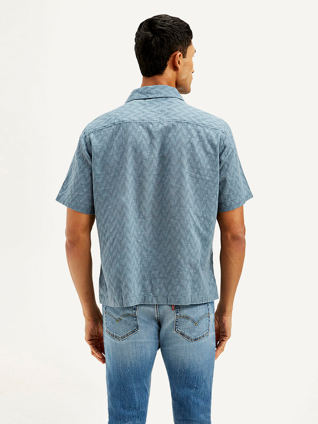 Men's Resort Collar Chevron Relaxed Fit Shirt - Back View