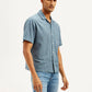 Men's Resort Collar Chevron Relaxed Fit Shirt - Side View