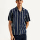 Men's Resort Collar Striped Relaxed Fit Shirt - Front View