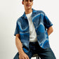 Men's Resort Collar Abstract Relaxed Fit Shirt - Elevated View