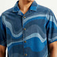 Men's Resort Collar Abstract Relaxed Fit Shirt - Detail View