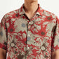 Men's Resort Collar Floral Relaxed Fit Linen Shirt - Detail View