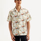 Men's Resort Collar Floral Relaxed Fit Linen Shirt - Front View
