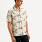 Men's Resort Collar Floral Relaxed Fit Linen Shirt - Side View