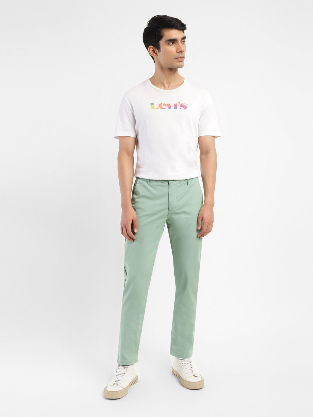 Men's 511 Green Slim Fit Chinos - ModelFront View