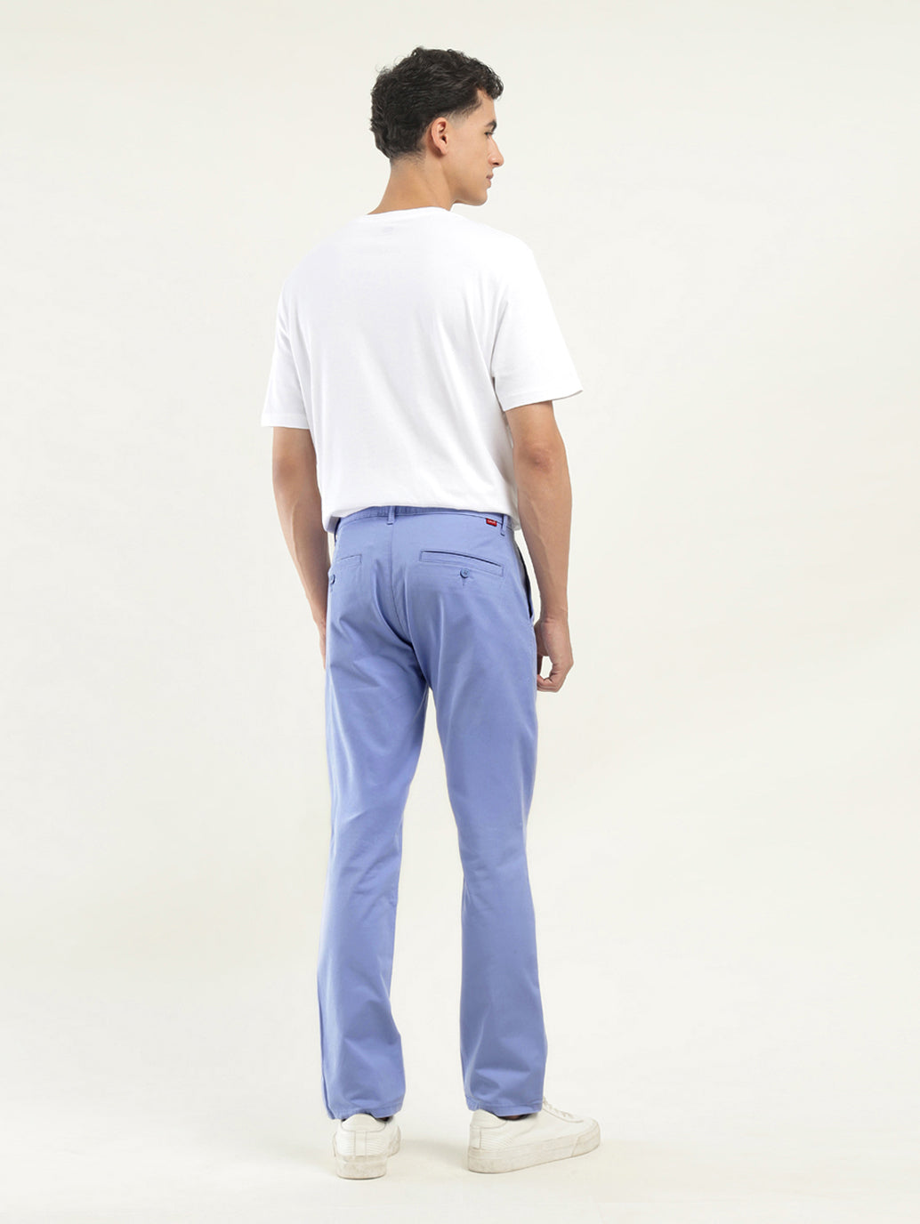 Men's Light Blue Slim Fit Chinos - Back View