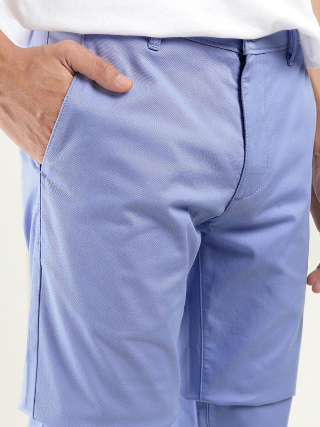 Men's Light Blue Slim Fit Chinos - Detail View