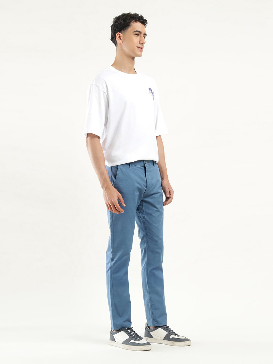 Men's Blue Slim Fit Chinos - Front View