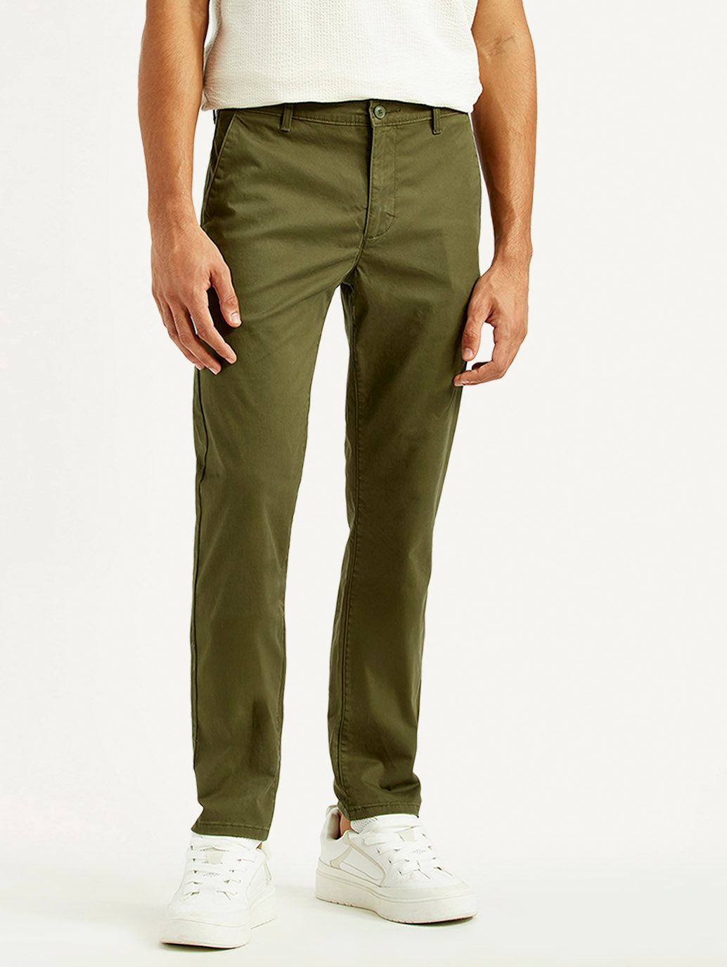 Men's 511 Olive Green Slim Fit Mid Rise Chinos - Front View