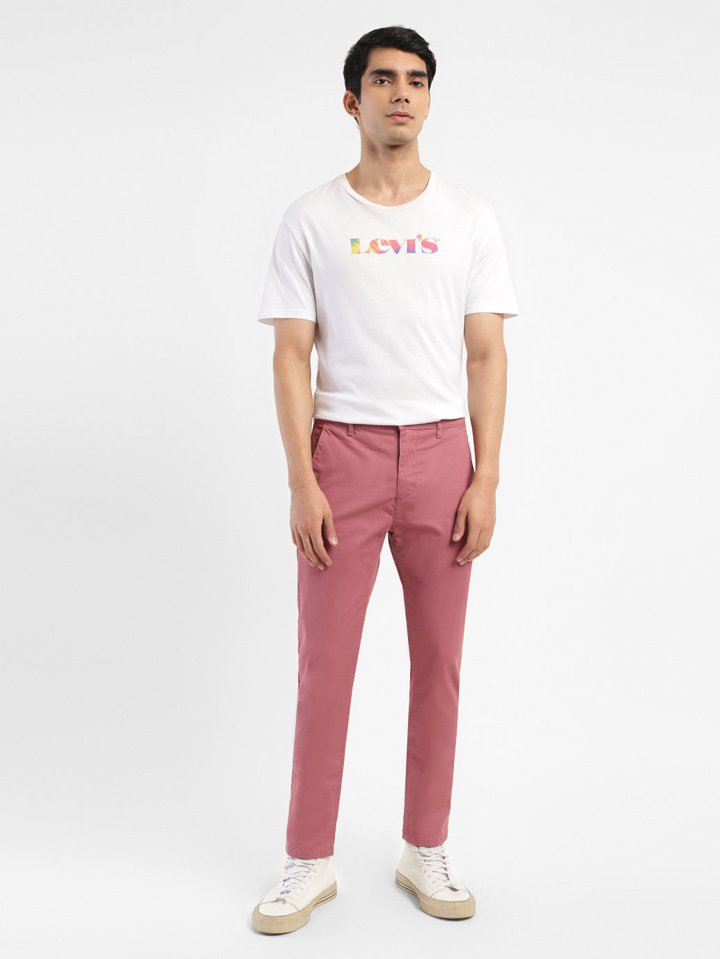 Men's 512 Pink Slim Tapered Fit Chinos - ModelFront View