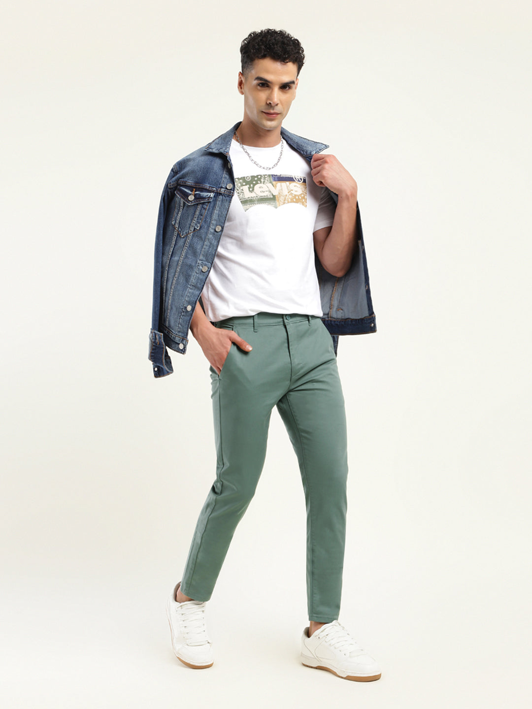 Men's 512 Slim Tapered Fit Light Green Chinos - 20shot View