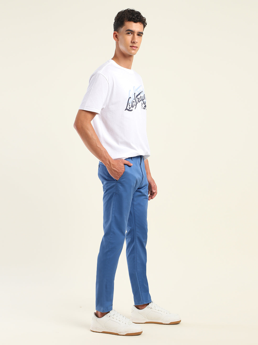 Men's 512 Slim Tapered Fit Blue Chinos - Side View