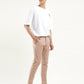 Men's Peach Slim Tapered Fit Trousers - Front View