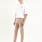 Men's Peach Slim Tapered Fit Trousers - side View