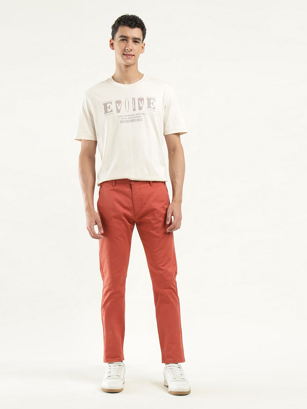 Men's Coral Slim Tapered Fit Chinos - Styleshot View