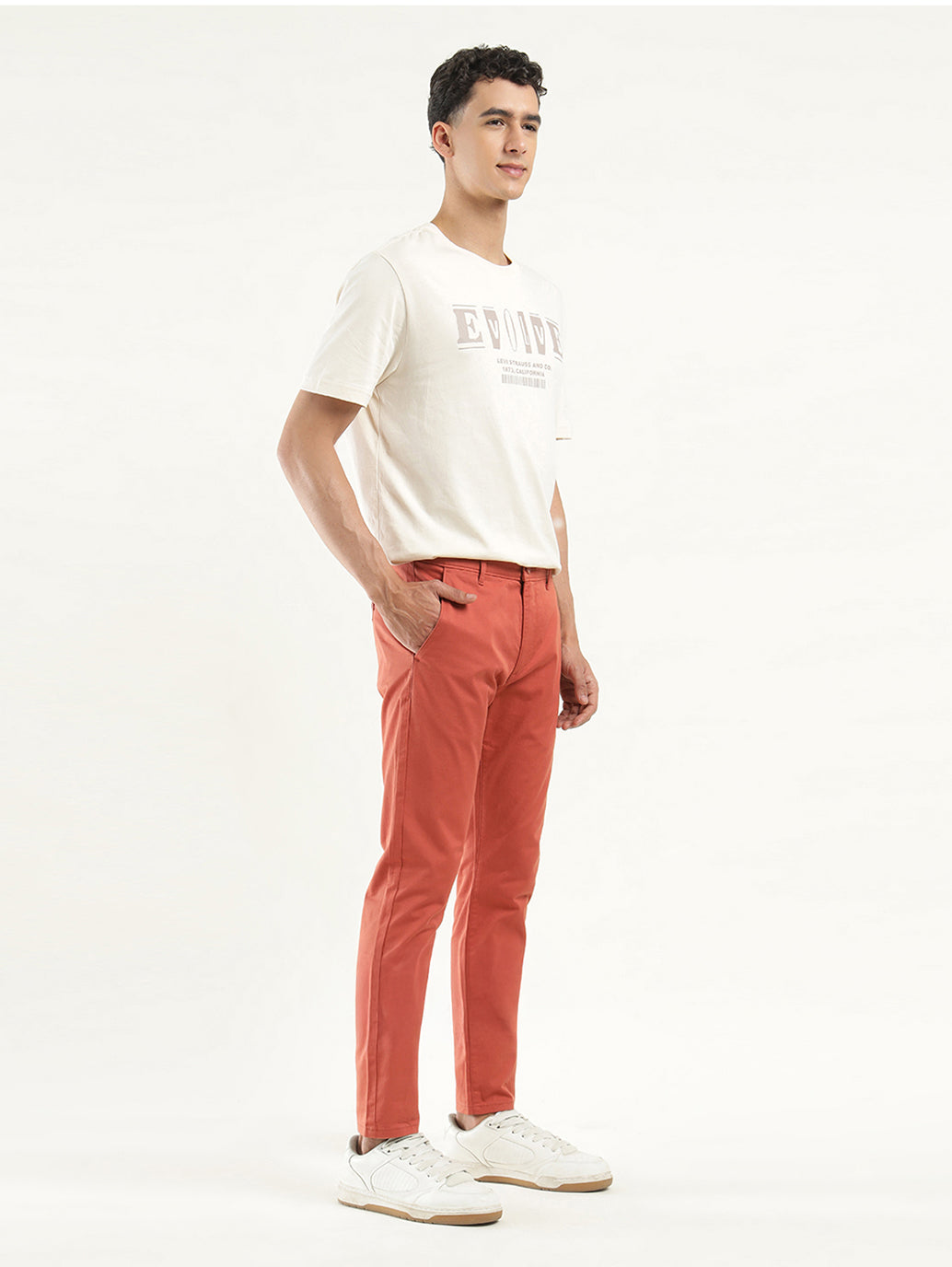 Men's Coral Slim Tapered Fit Chinos - Front View