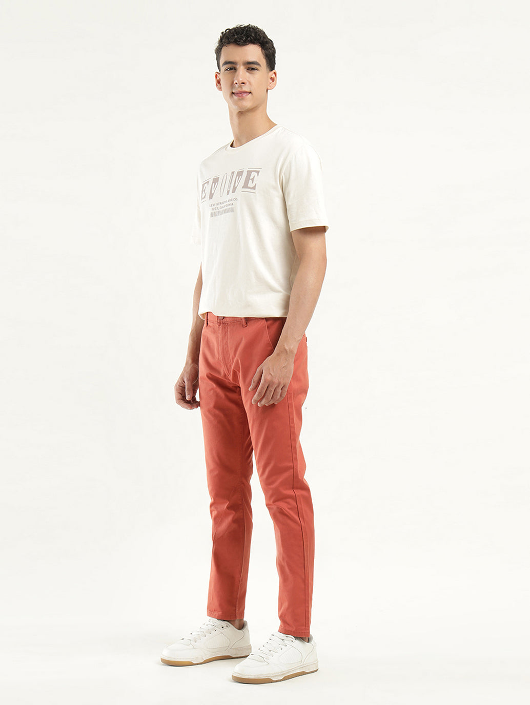 Men's Coral Slim Tapered Fit Chinos - side View