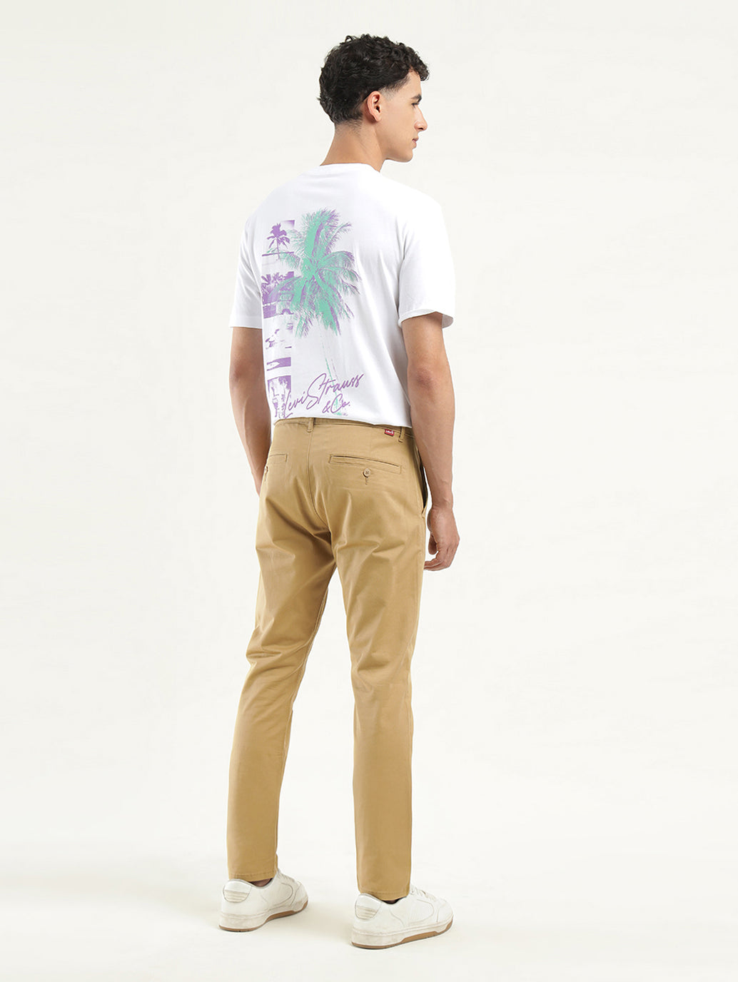 Men's Khaki Slim Tapered Fit Chinos - Back View