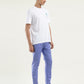 Men's Blue Slim Tapered Fit Trousers - Front View