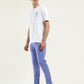 Men's Blue Slim Tapered Fit Trousers - side View