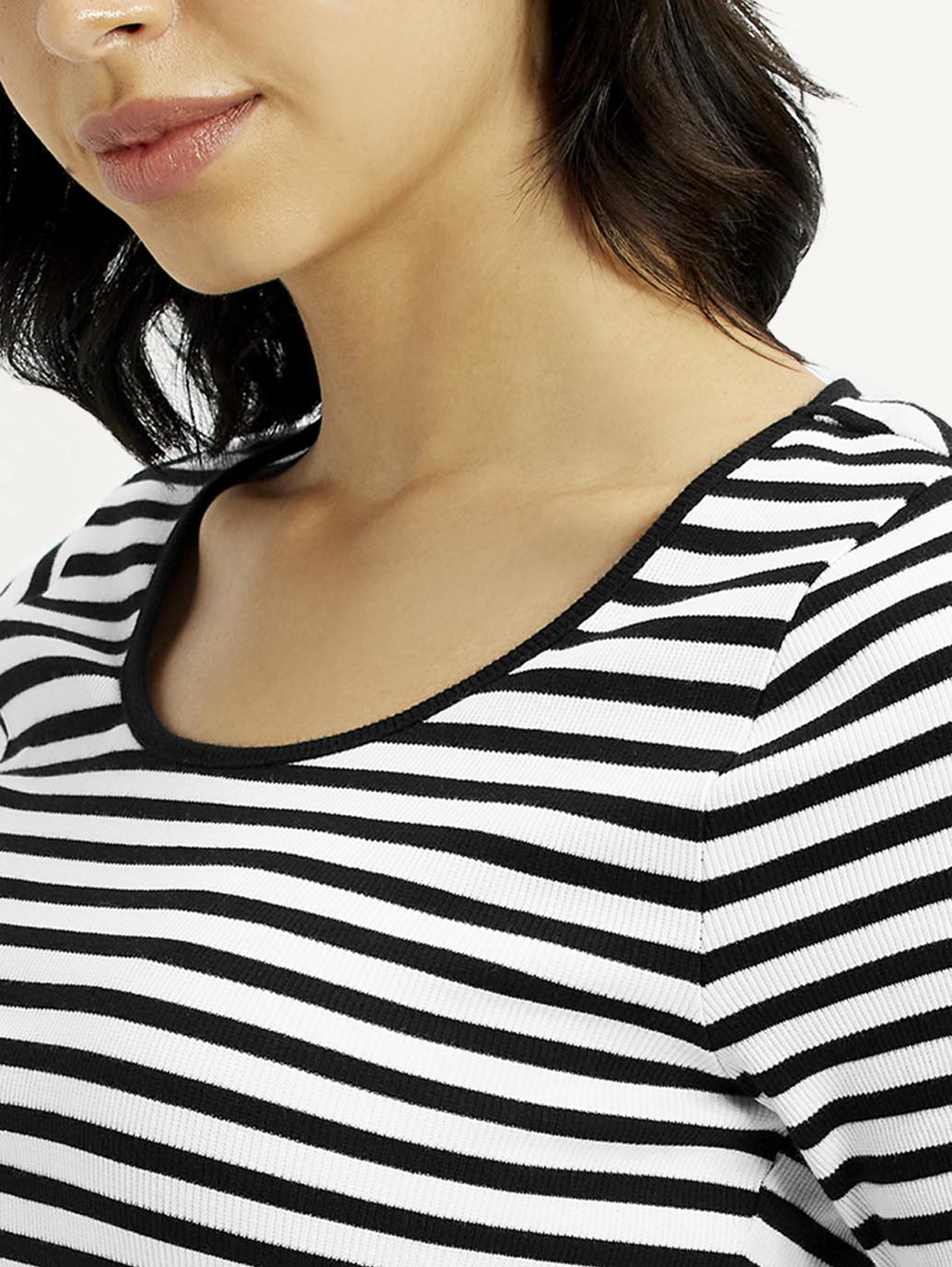 Women's Striped Slim Fit T-Shirt - Detail View