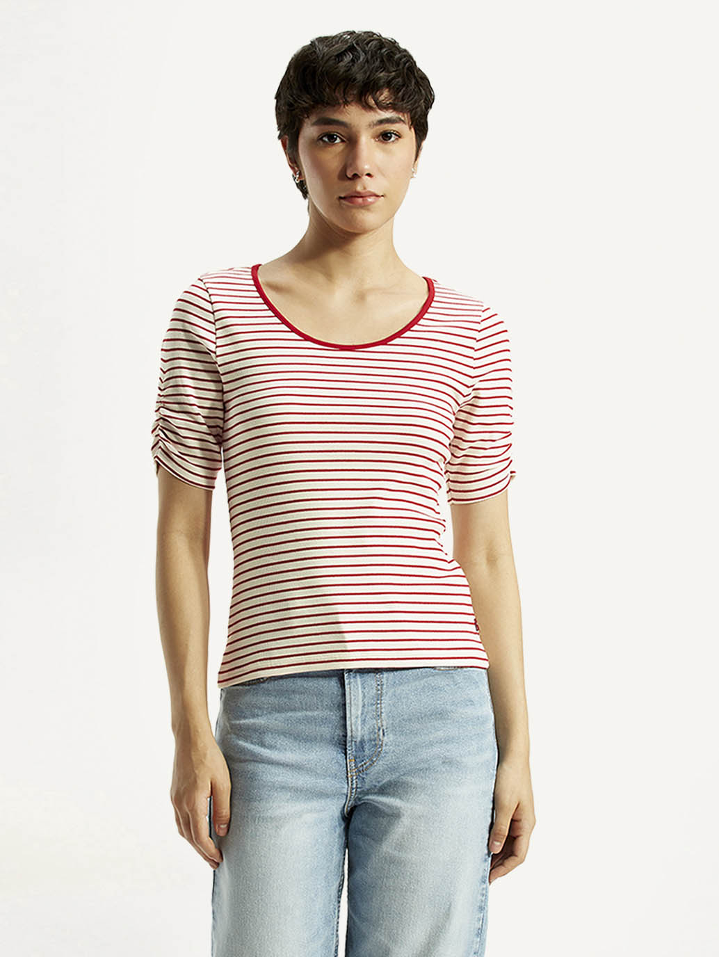 Women's Striped Slim Fit T-Shirt - Front View