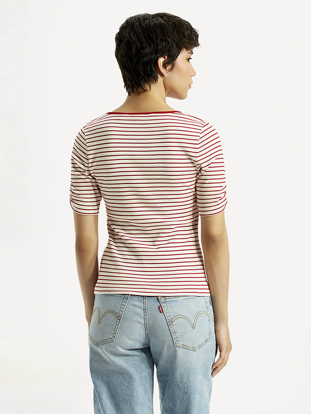 Women's Striped Slim Fit T-Shirt - Back View
