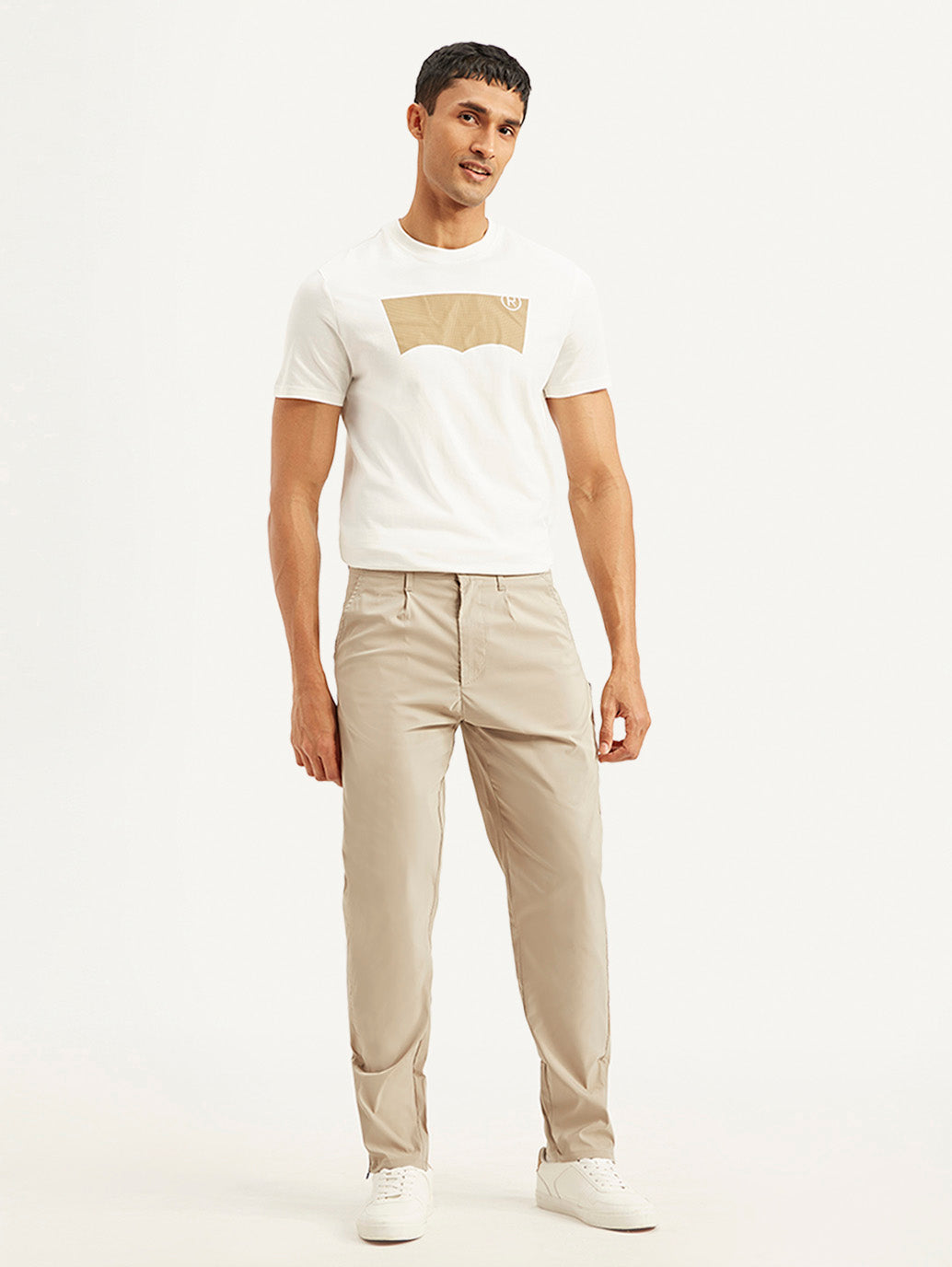 Men's Beige Regular Fit Trousers - 3517ff9d-e46a-4f71-9707-37b788539212 View